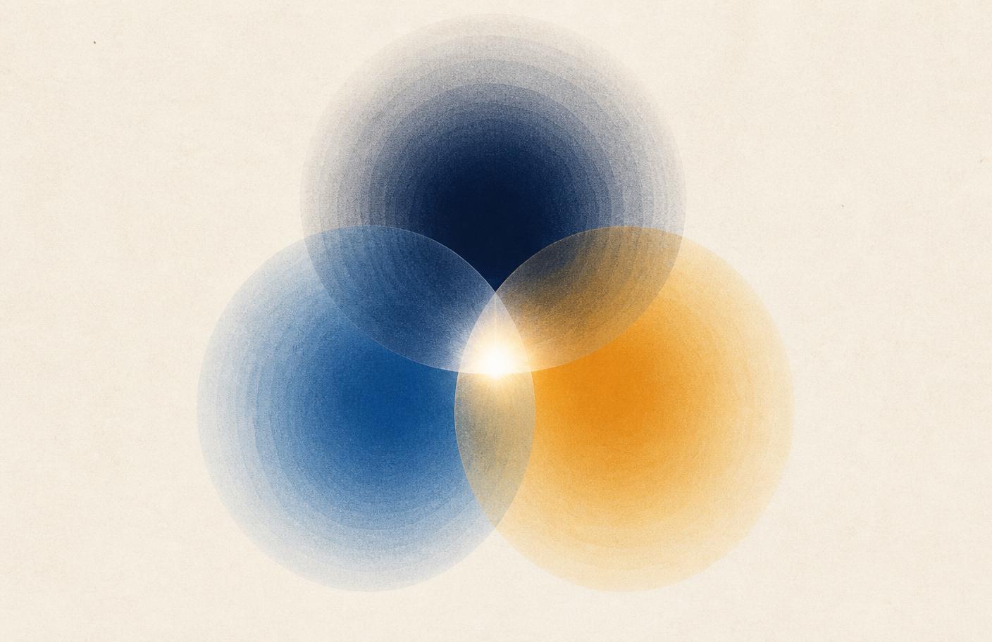 Three overlapping halos aligning into a single point of light